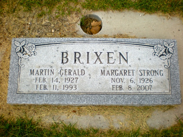Martin Gerald Brixen & Peggy Strong Brixen Headstone